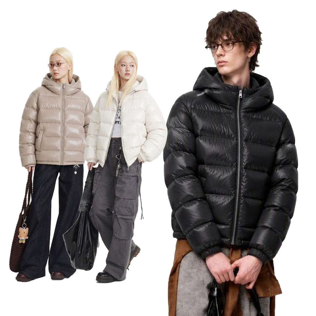 CATTEEIUS Highfill Black Hooded 90% White Duck Down Winter Thickened Warm Short Jacket