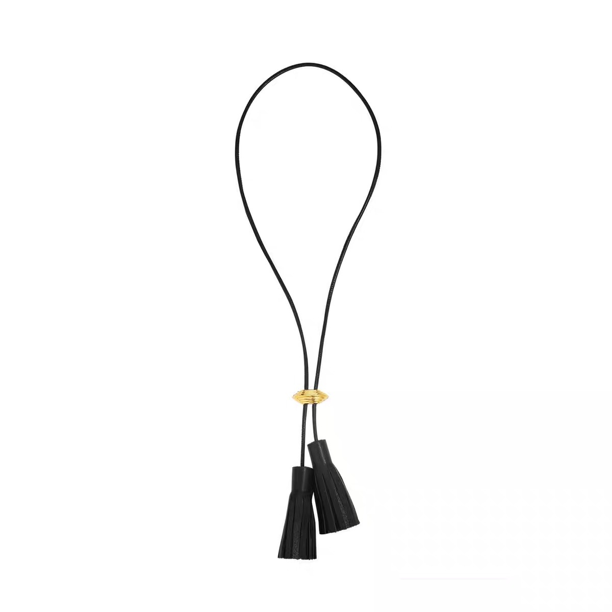 leather cord tassel pendant necklace for women, featuring a sophisticated metal clasp, long sweater chain, 2025 new and popular style