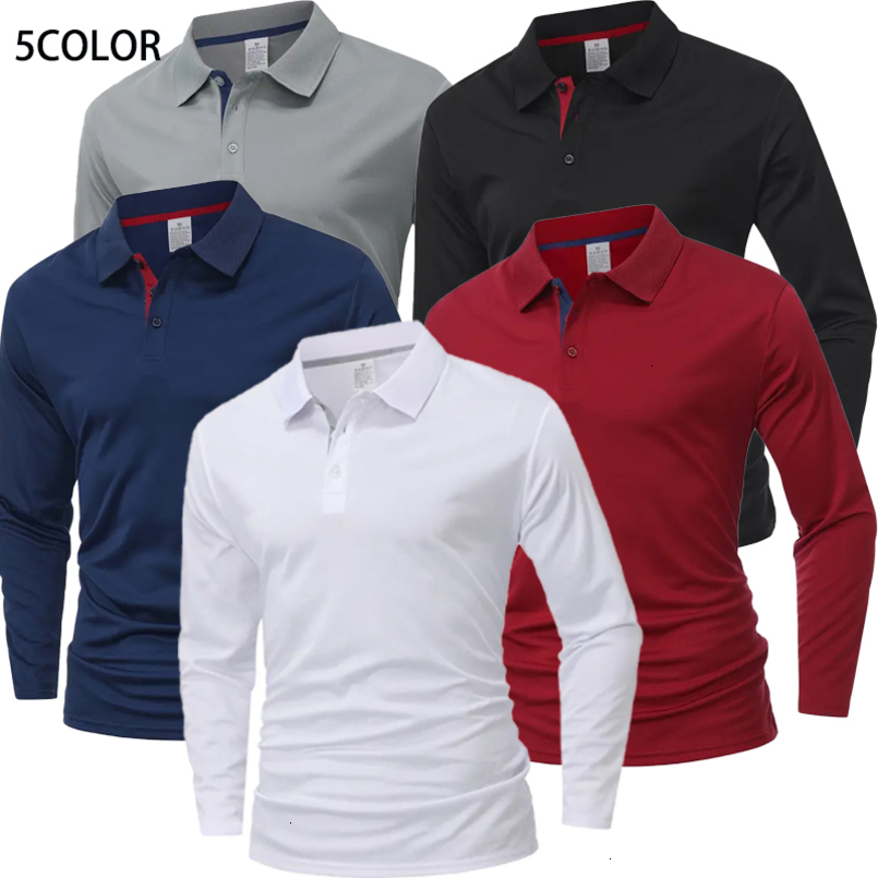 Mens Long Sleeve Polo Shirt Quick Dry Breathable Sports TShirt Casual Golf Shirts Work Wear Pullover Lapel Tops for Outdo 261013