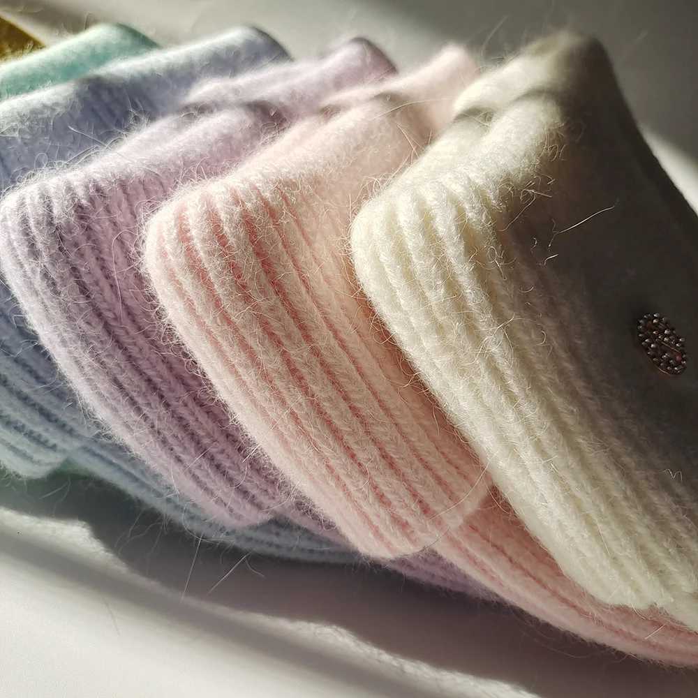 Beanie/Skull Caps Winter Hats For Women Rabbit Fur Beanie Hat Woman Knitted Skullies Beanies Solid Wool Soft Autumn Winter Cashmere Caps Bonnet Q261