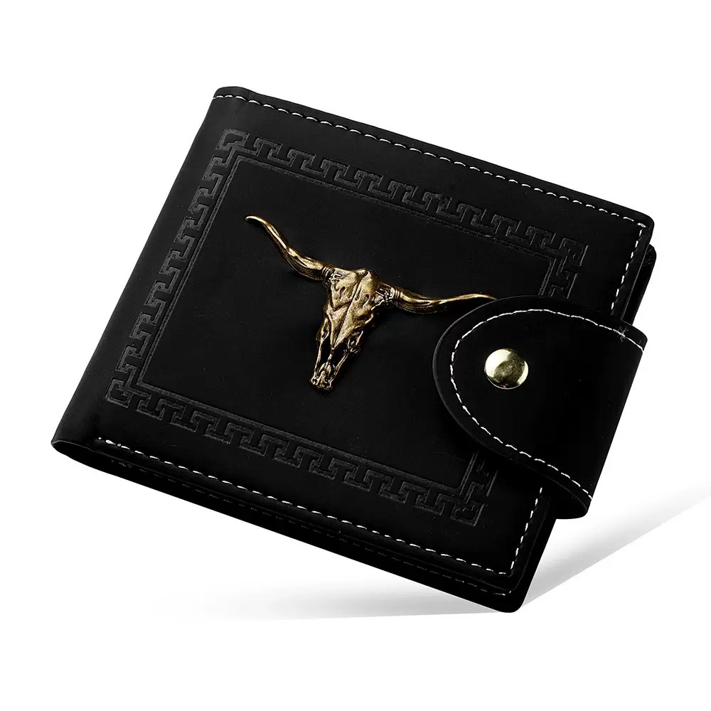 Bull Label Luxury Wallet New Men's Wallet Short Multi-Function Multi-Card Slot Metal Zipper Designer Small Slim Wallet