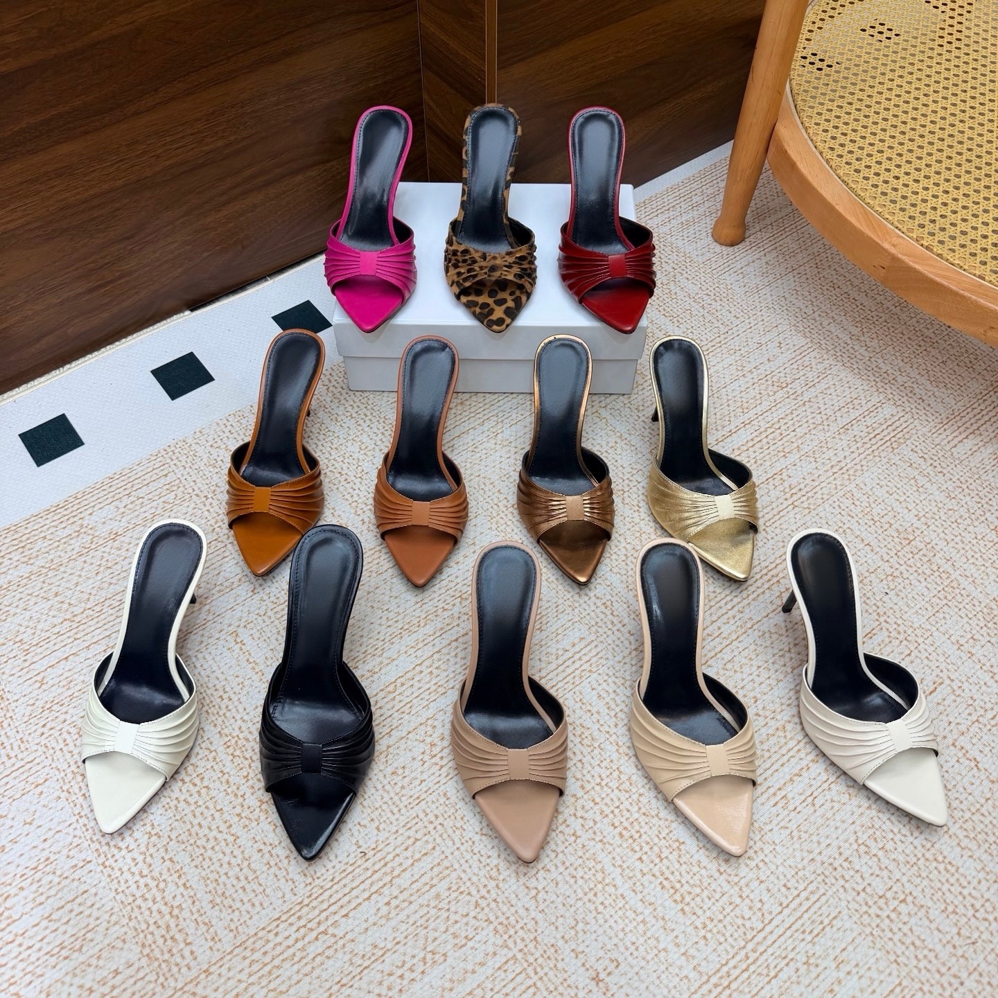 10A Top Designer Muller High Heels, Backless Stiletto Heels, Casual Elegant Slippers, Women's Summer Sandals, Summer Beach Flip Flops, Versatil