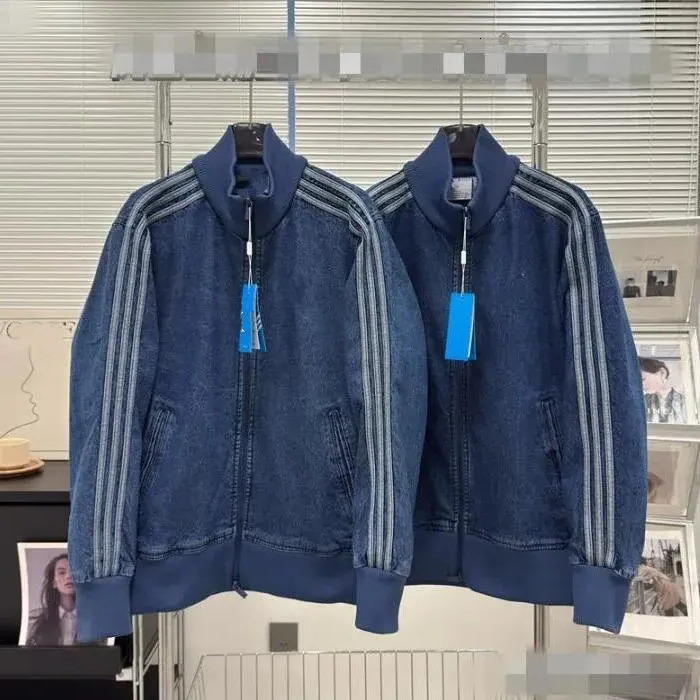Men Short Jacket Designer Vintage Denim outerwear Jacket For Men's Women Blue Black Color Embroidery Zip Up Loose Design Trendy Jean Outwear Co