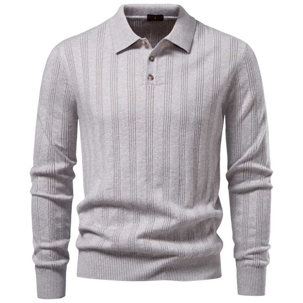 Men's Long Slve Knit AIOPESON Faux Cashmere Shirt Solid Color Ribbed Half Placket Casual Business Sweater Autumn 7 Colors M261016