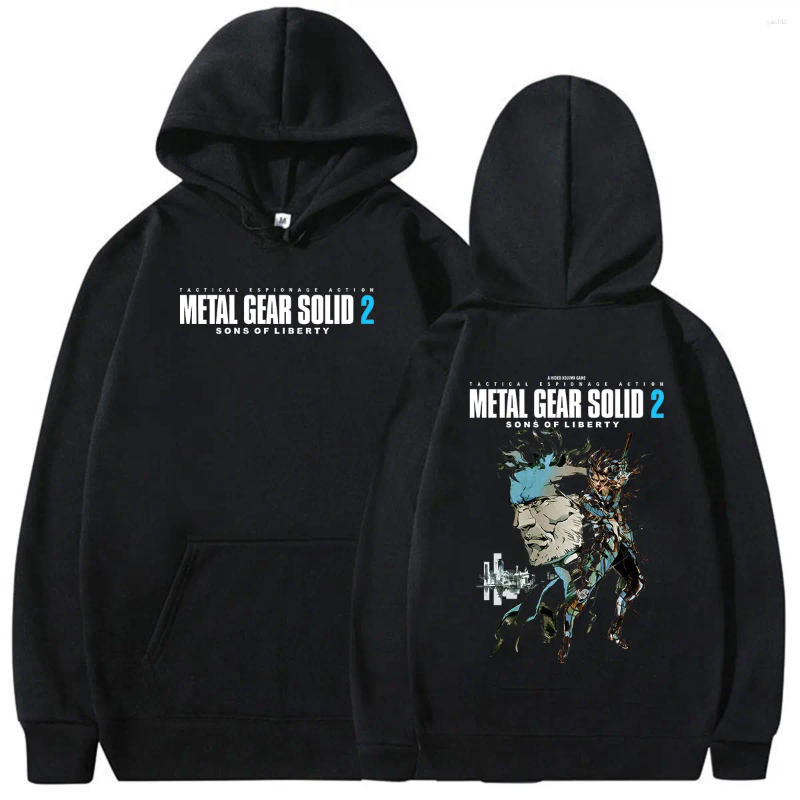 Game Metal Gear Solid 2 Print Hoodie Men's Vintage Long Sleeve Oversized Sweatshirt Unisex Player Fans Pullover Hoody Streetwear