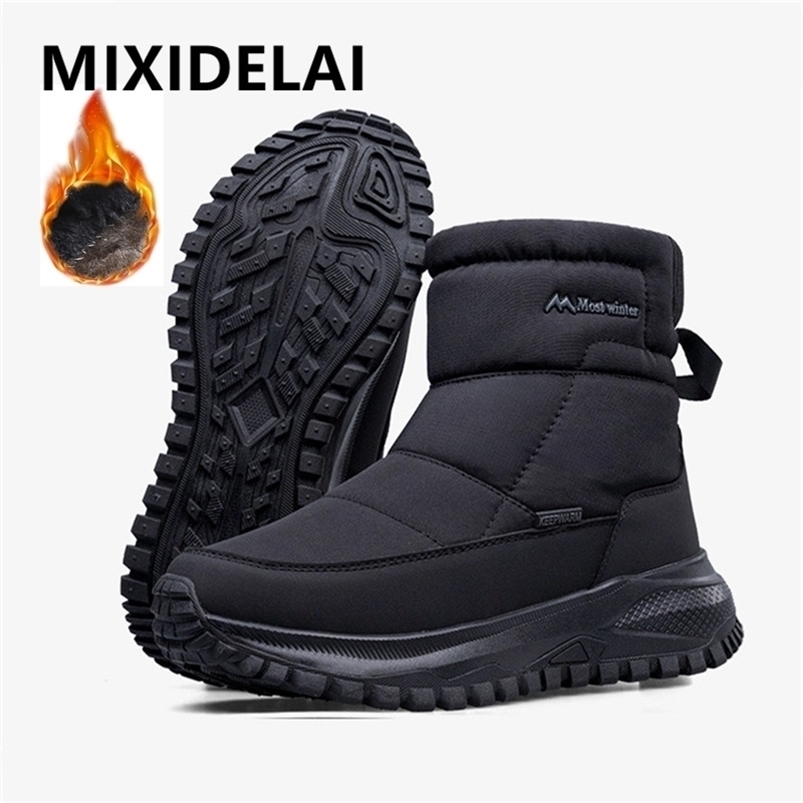 Winter Sneakers Men's Boots Thick Plush Warm Snow Soft Non-Slip Men Ankle Outdoor Waterproof 261009