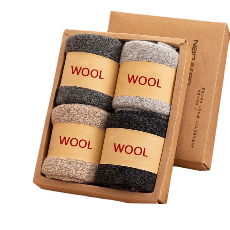2PairsMens Socks Super Thick Wool High Quality Merino Business Fall Winter Comfortable Midleg Large Size Men 261019