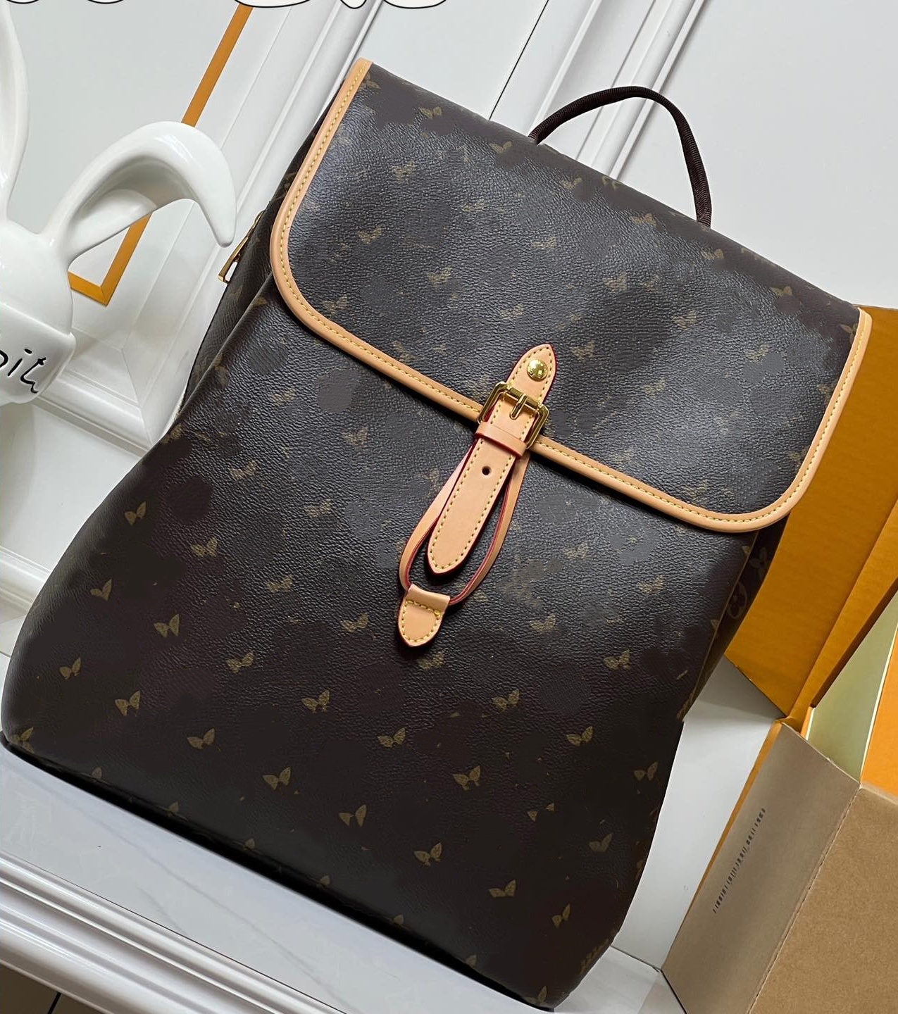 Designer Bag Women Vintage Printed Flap Backpack Luxury Large Capacity Casual Travel School Daypack for Ladies Fashion Backpack