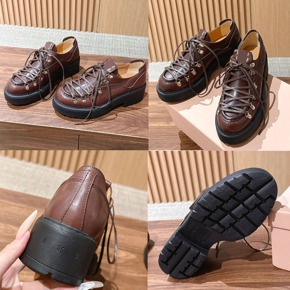 Leather Loafers Womens Designer Hiking Loafer 5E766E Luxury Shoe Upper Metal D Rings Casual Loafer Platform Fashion Brand Loafer Leather Lining Rubb