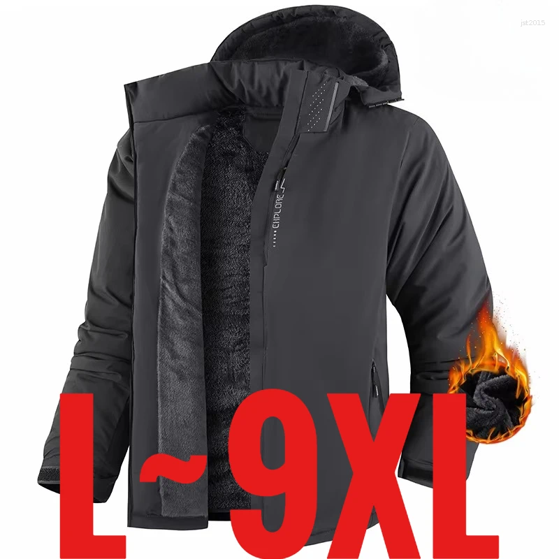 Big Size 9XL Men's Winter Jacket Hooded Fleece Lined Casual Coat Male Waterproof Windproof Warm Thick Parka 5XL 6XL 7XL 8XL Fat