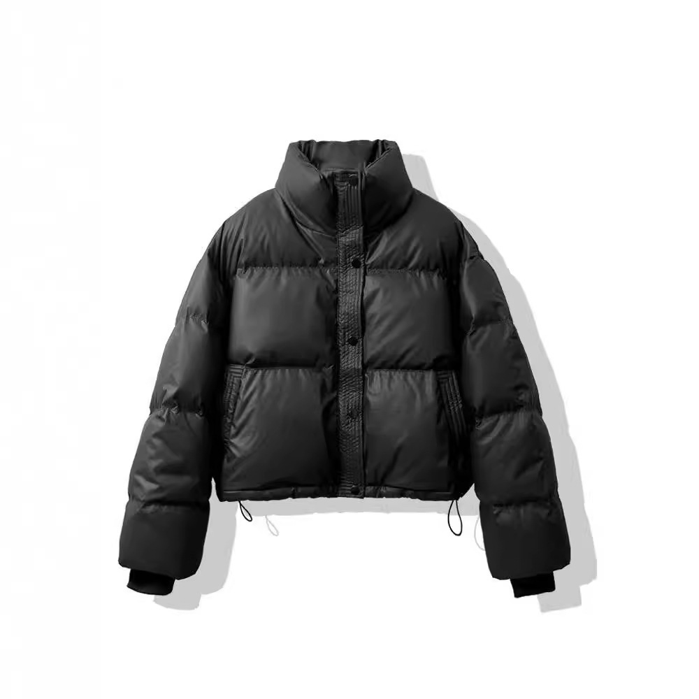 Women Cropped PU Leather Cotton Puffer Jacket 2026 New Loose Thickened No-wash Winter Coat Trendy Short Warm Quilted Outerwear For Petite Ladies >