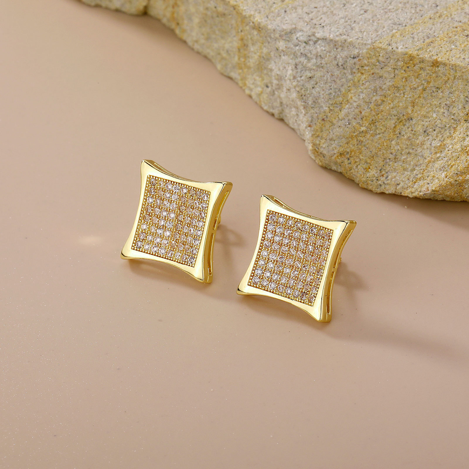 Full-Diamond Out D VVS Diamond Square Earrings for Women, Light Luxury High-End Earrings, Versatile Fashionable Geometric moissaniteia Luxury Iced w