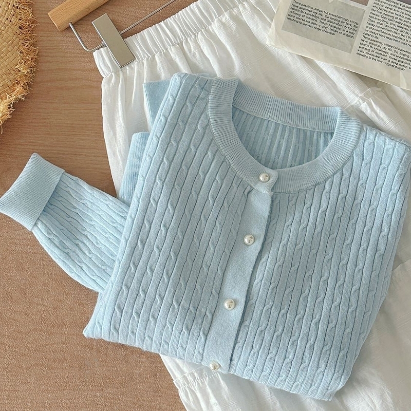 Elegant Long Sleeve Knitwear Top Autumn Winter Single Breasted Sweater O Neck Thick Warm Knitted Cardigan Female y260929
