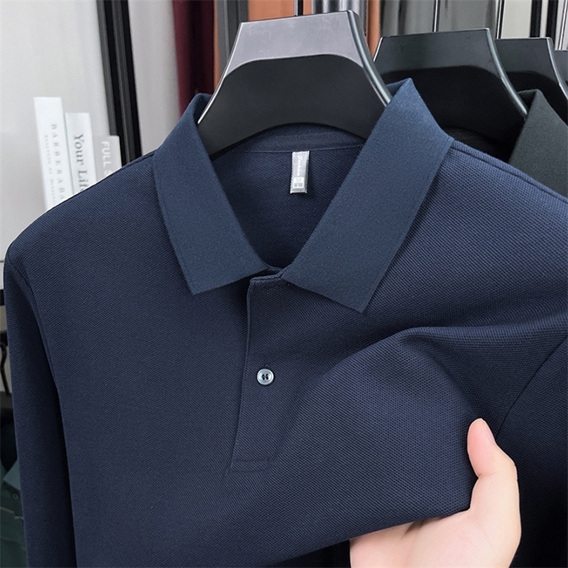 100% Pure Cotton Autumn Winter Mens HighEnd ner Fashionable LongSleeved Boutique Button Casual Comfortable Polo Shirt To 261019