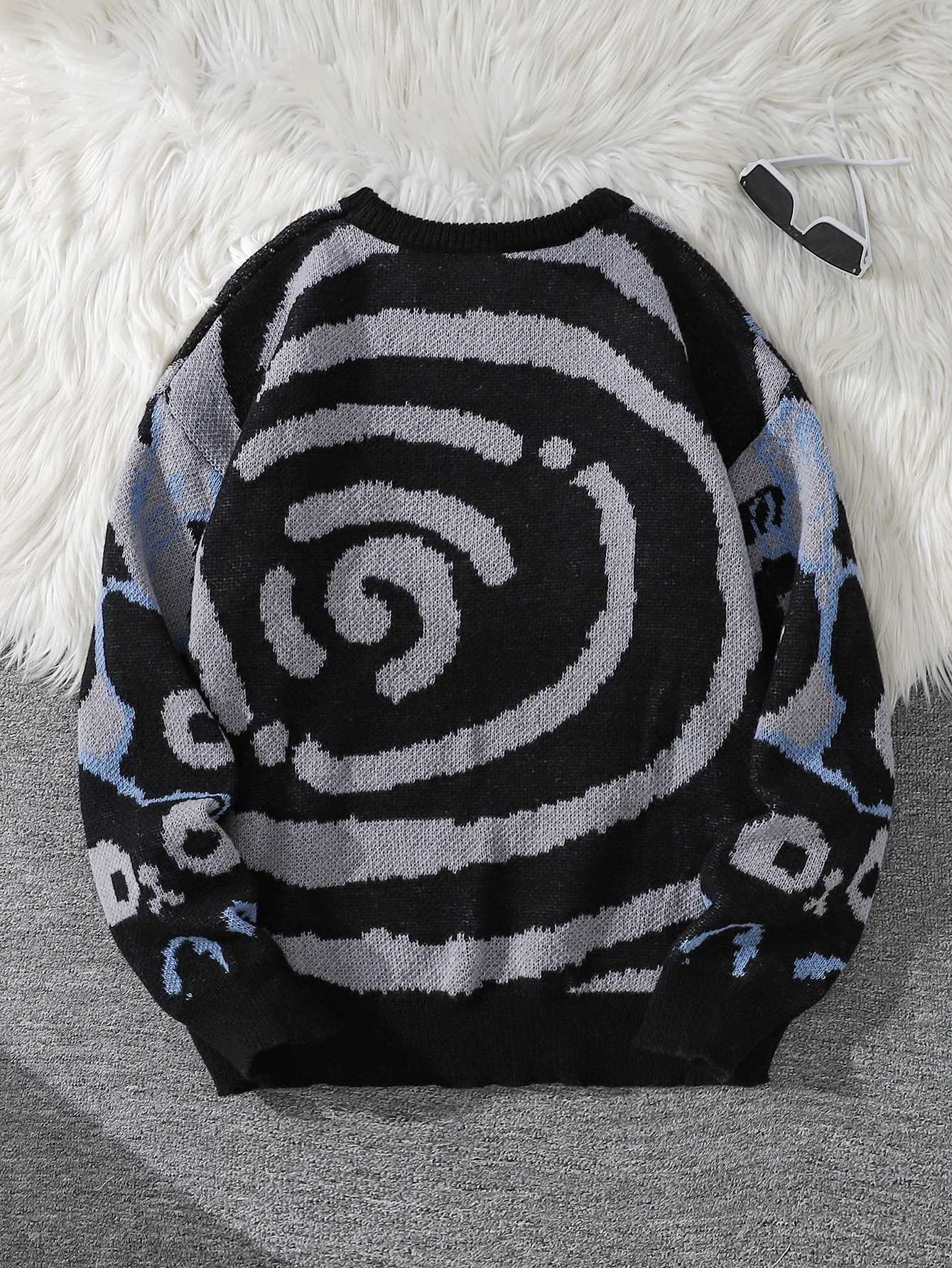 Cat Autumn and Winter Abstract Jacquard DoubleSided Pattern Pullover Sweater Casual RoundNeck Knit Mens Pullover Sweater Suitable for Dail M261019