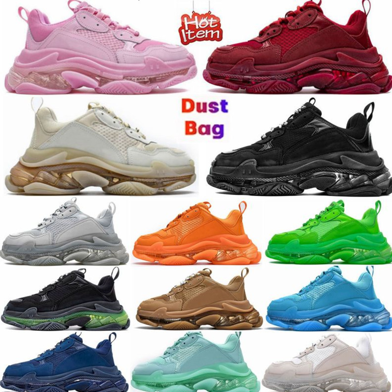 2023 Triple s 3.0 Men Women Designer Casual Shoes Platform Sneakers Clear Sole Black White Grey Red Pink Blue Royal Neon Green Mens Trainers Tennis