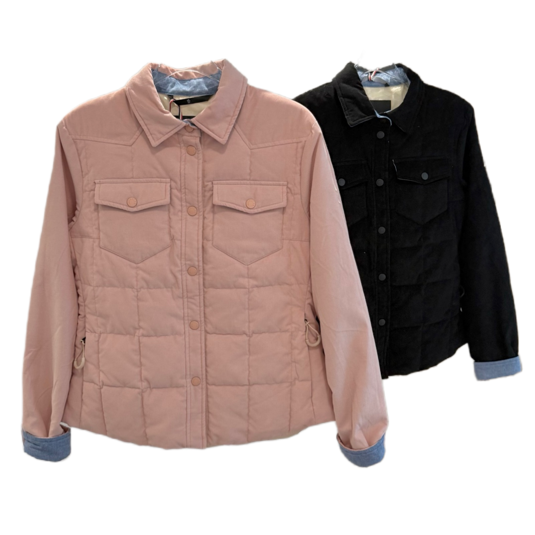 Women's Down Jacket Urban Women Lightweight Corduroy Lapel Utility Style Down Jacket size 1-3 MC062078-99