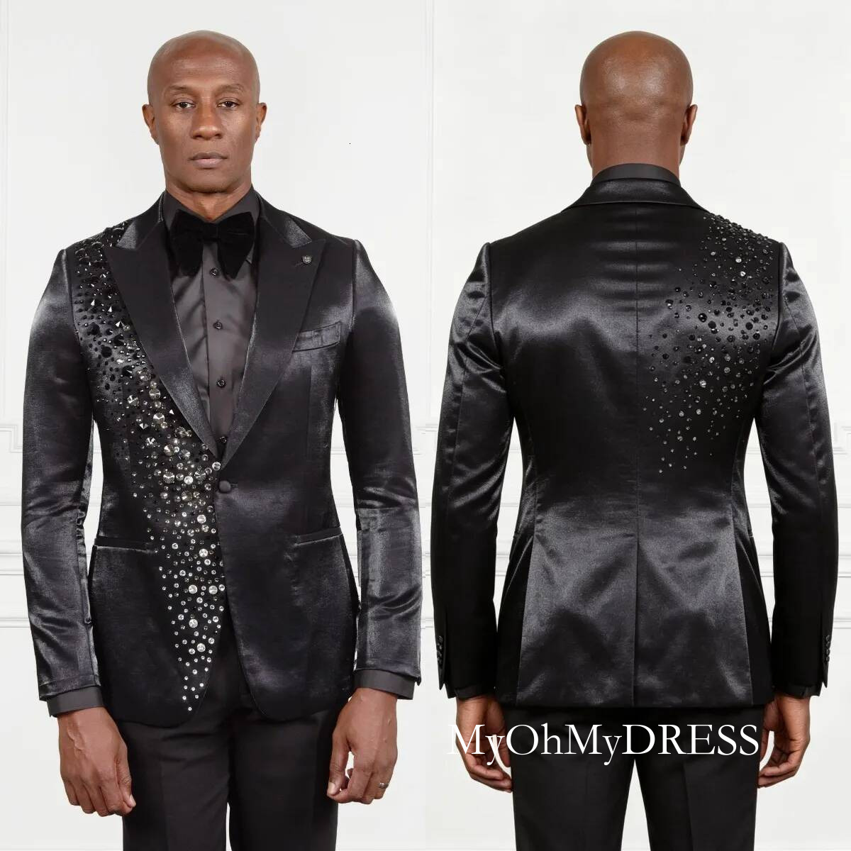 Luxury Men Wedding Tuxedos Two Pieces Sets Jacket Pants Peaked Lapel One Button Groomsmen Suits Custom Made Formal Prom Wear Y016