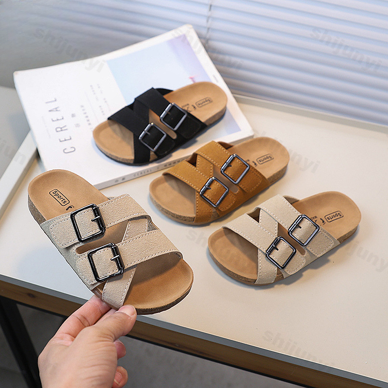 Children's 2025 Summer New Comfortable Non Slip Outdoor Fashion Boys Slippers Buckle Indoor Girls Kids Large Size 26-36 J261019