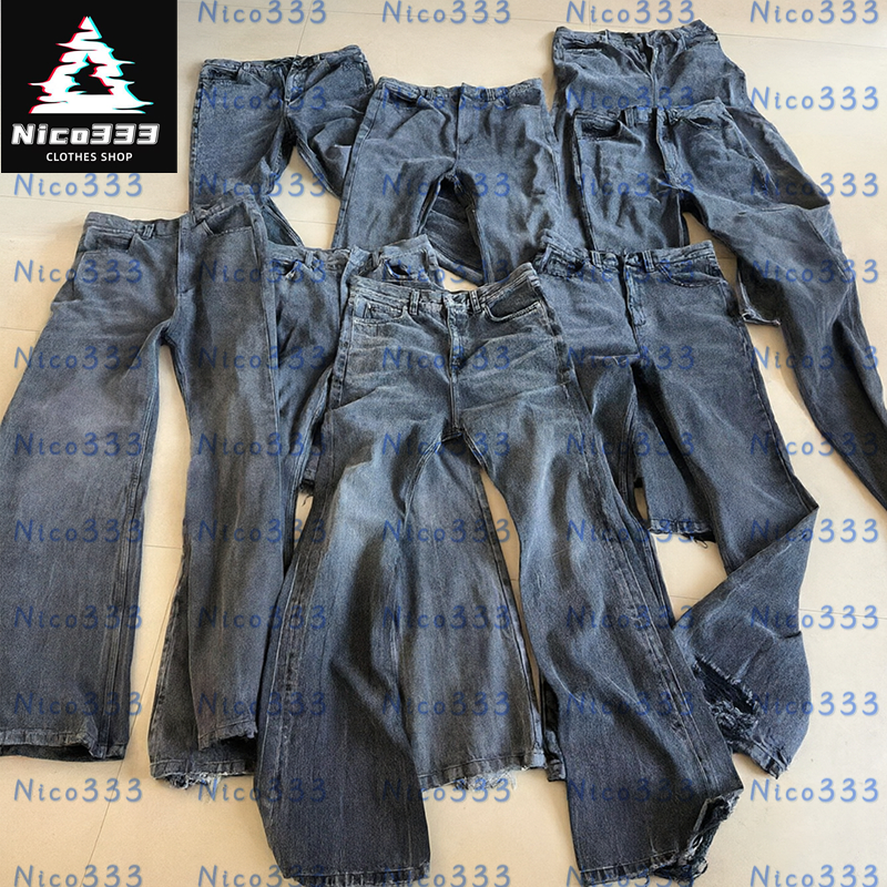 The Lost Tape BA Flare Washed zwart grijs bamboe gestreept beenvernietiging zwaargewicht met label eenvoudige straat casual bootcut jeans voor heren
