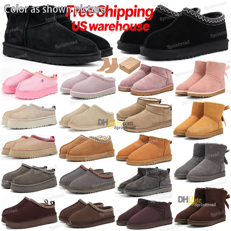 Designer Snow Boots 7.0 Classic Ultra Mini Bow Boot 5.0 Sheep Shearling Clogs Tasman Tazz Slippers Platform Ankle Mules Winter High Quality Women Fu