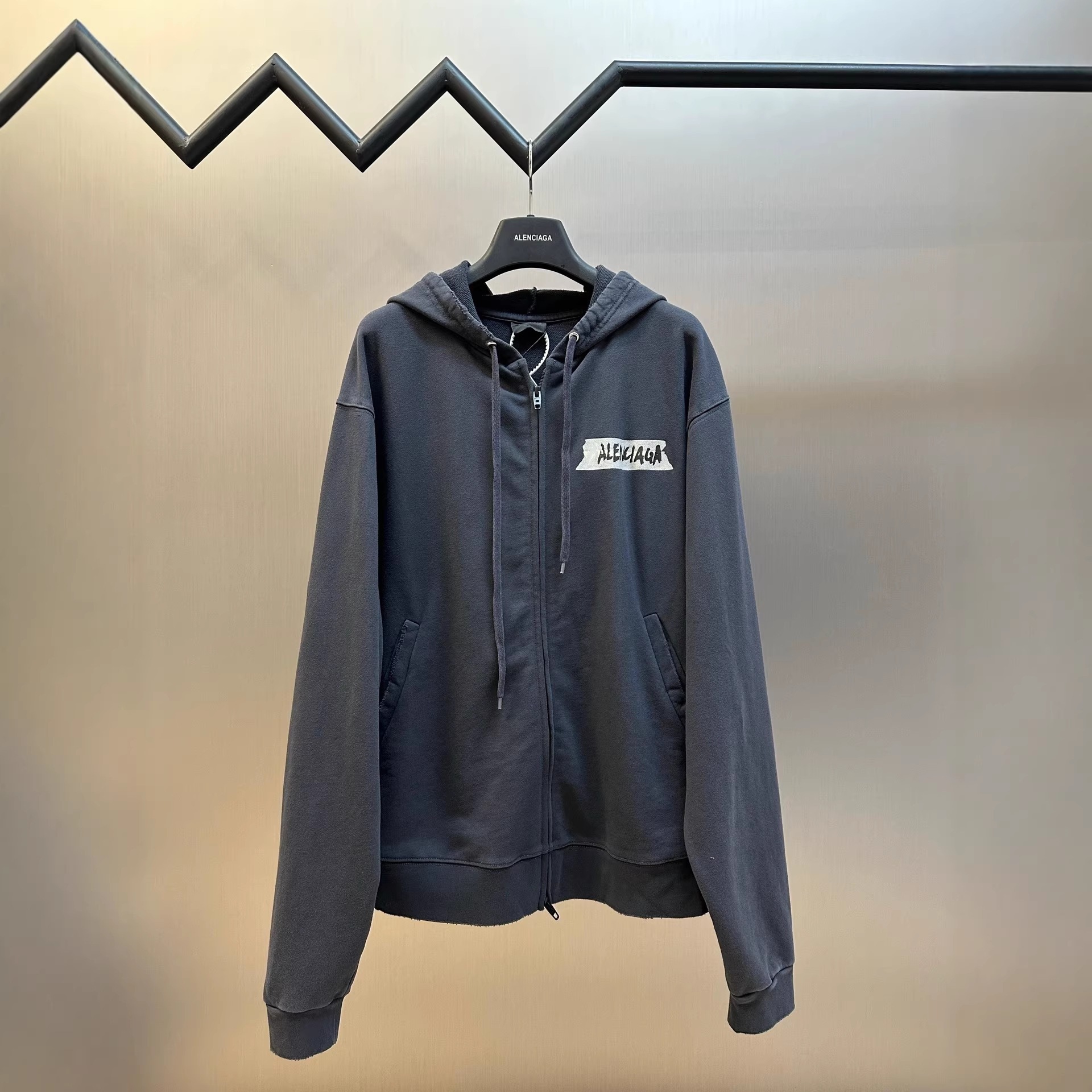 B brand high-end Paris-style designer luxury new oversized tape print fleece hoodie, unisex, loose fit, hooded jacket