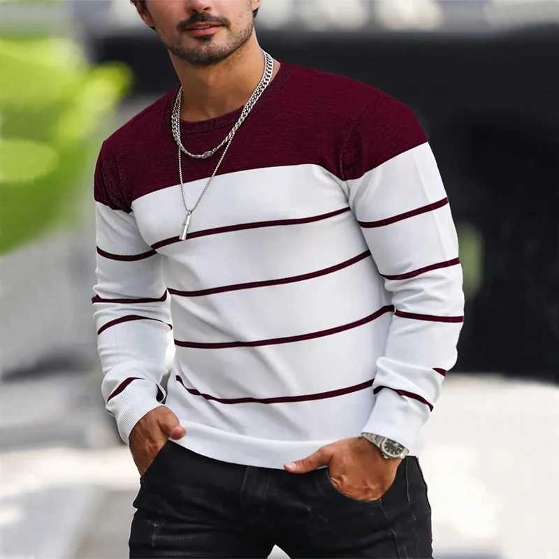 Pullover 2024 Cotton New O-neck Men's Sweater Striped Casual Autumn and Winter High Quty Knitted Sweaters for Men M261016