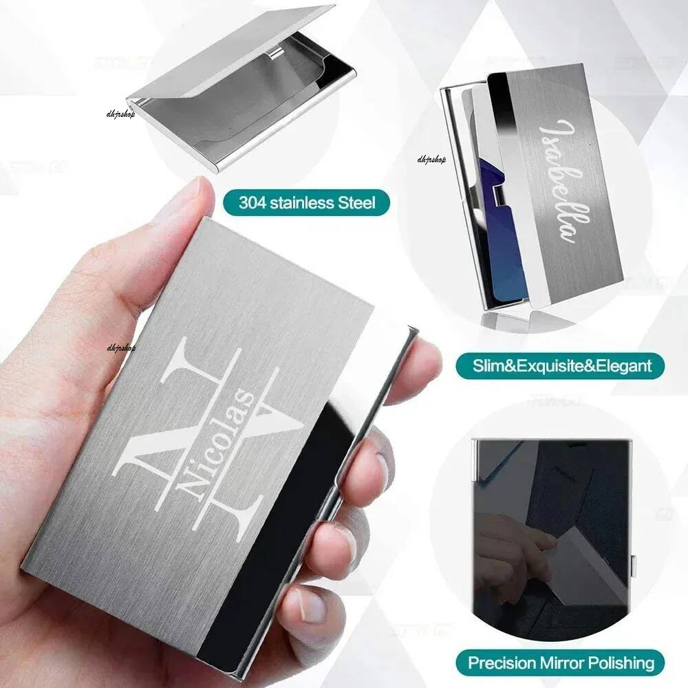 Personalized Custom Name Stainless Steel Business Holder Ultra Thin Metal Pocket Card Case For Men And Women Simple Wallet 260124