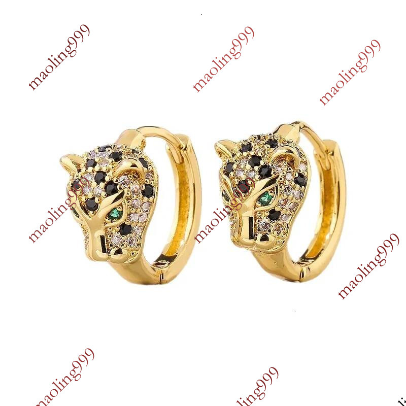 Marque de luxe Designer européen et américain mode à la mode exquise bijoux léopard pour les femmes cuivre plaqué or zircone personnalité boucle
