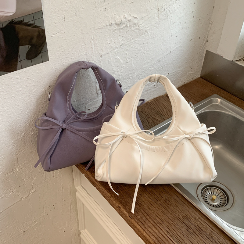 Butterfly Knot Handheld Dumpling for Women 2026 Spring New Fashionable Personality Solid Color High-Value Trendy Single Shoulder Crossbody Bag