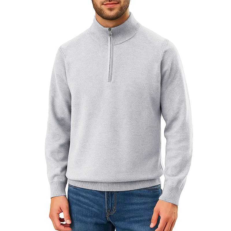 Pullover New Mens Quarter-Zip Knit Sweater Casual Mock Neck Winter Warm Slim Fit Sweaters Lightweight Dress Outwear M261016