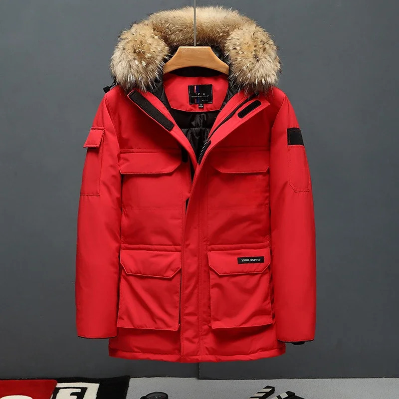 Winter Men Casual Puffer Jackets Hooded Fur Collar Duck Down Coats High Quality Male Windproof Waterproof Coats Warm Parkas 261019