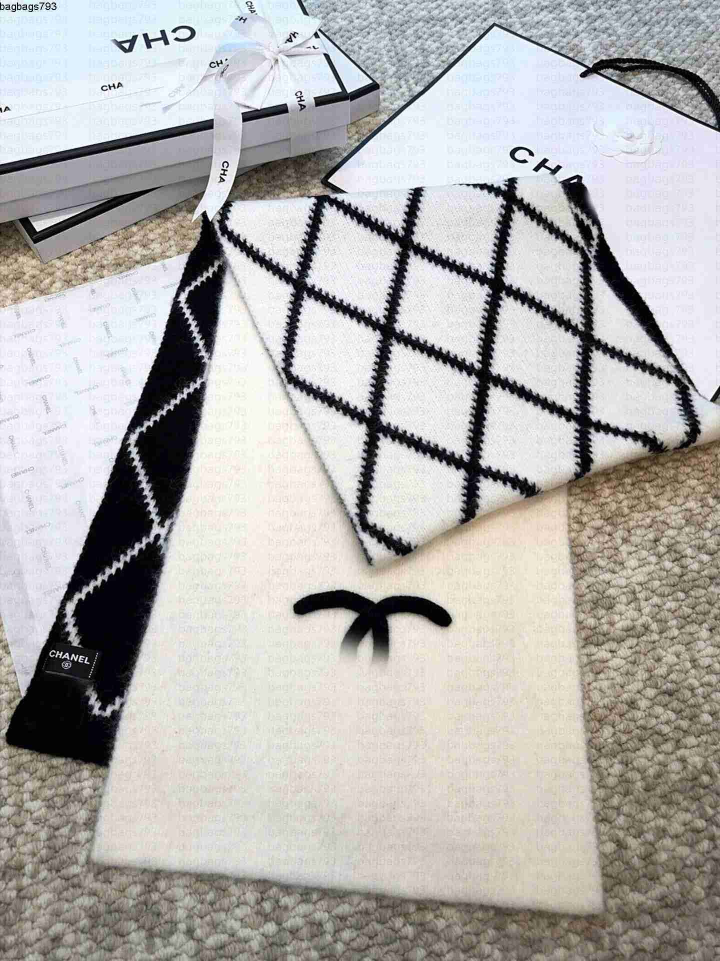 Scarves designer scarf for women wool knitted letter contrasting large classic color scheme soft warm everyday styling simple and elegant winter sca