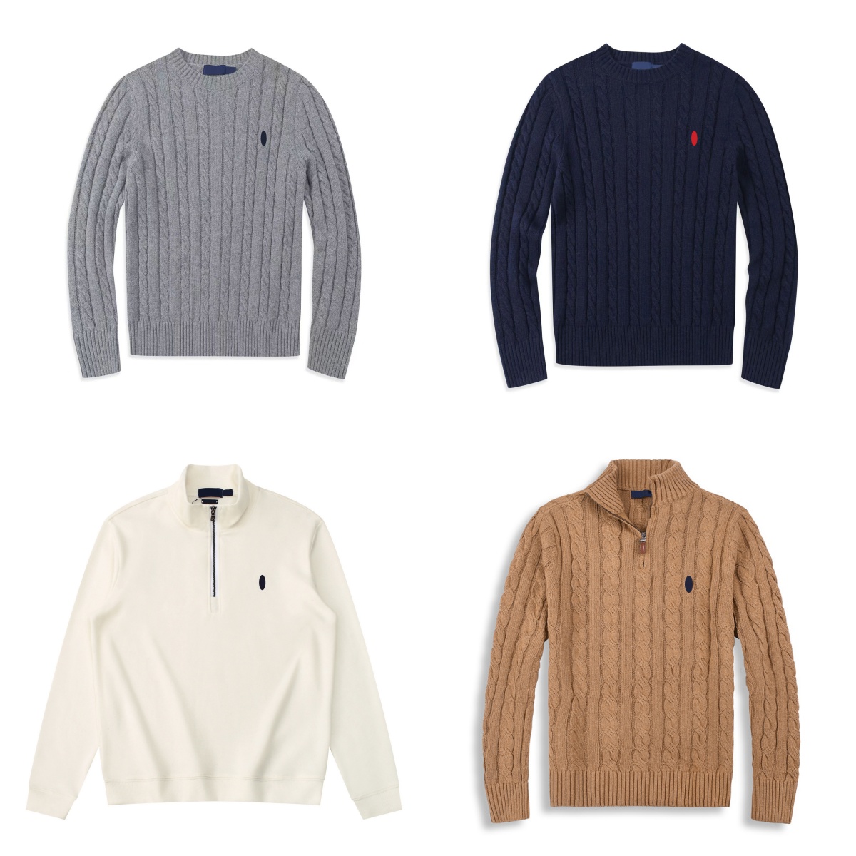 Polo Sweater Designer Mens Knitted Sweater Fashion Horse Embroidery Autumn Winter Half Zip Wool Knitted Warm Jumper S-2XL
