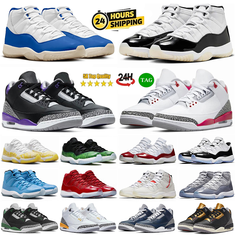 Basketball Shoes 3s 11s Mens Womens Sneakers Black Cement 3 Midnight Navy True Blue Gamma Blue Fire Red Cool Grey Cherry 11 Fashion Designer Sports