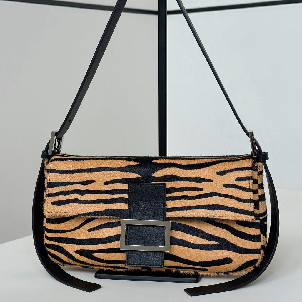 12A Baguette 26424 Handbag Tiger-print Cavallino Leather Re Edition Bag Fashion Designer Baguette Bag High Quality Women's Handbag Commuting Sh