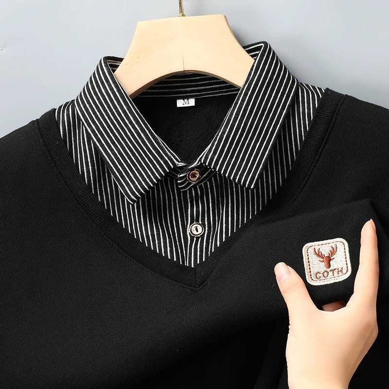 Knit Mens Collar Sweater Shirt Pullover Autumn Winter Flce T-shirt Casual Sweaters Navy Blue Khaki Korean Clothing M261016