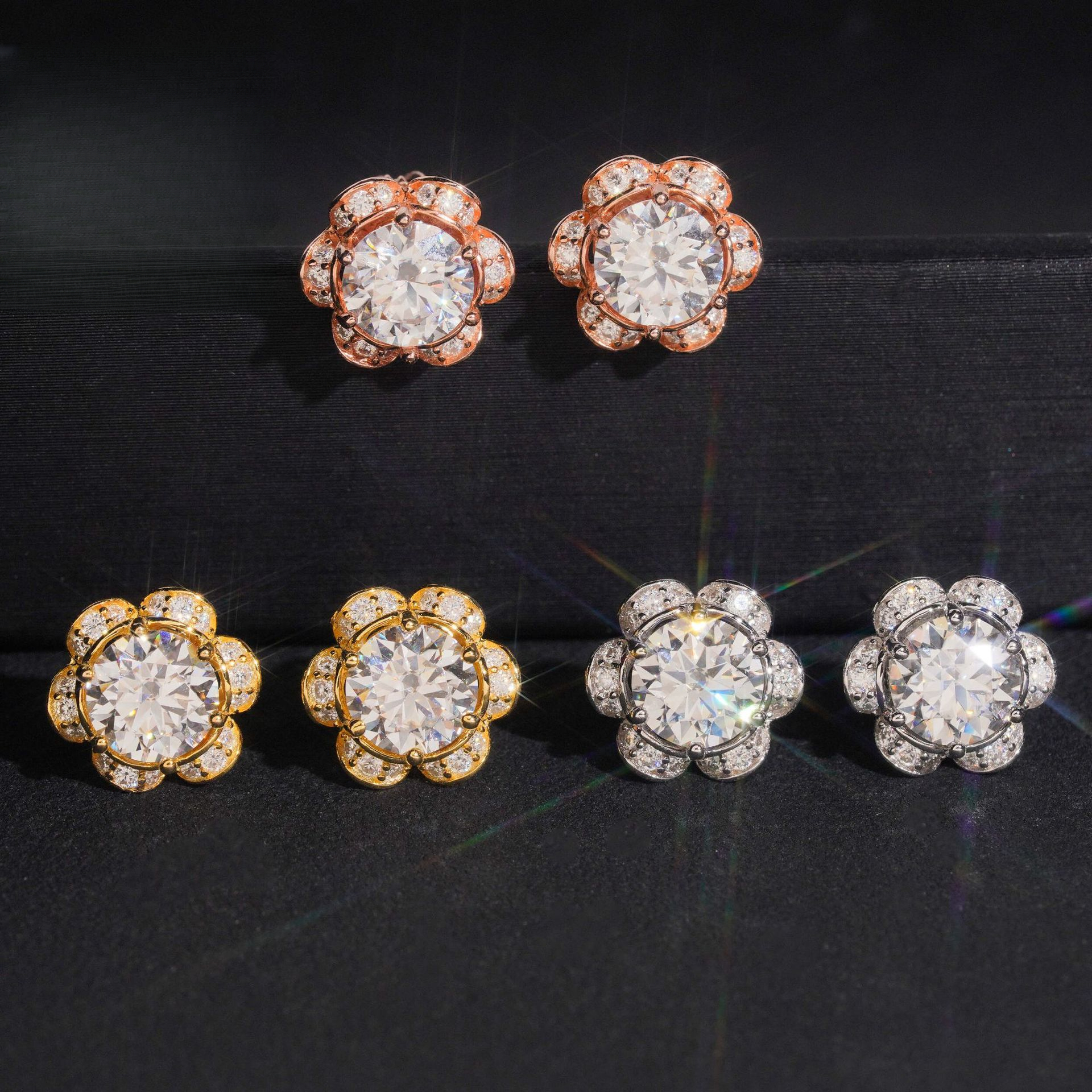 Drill Hair: Directly from the manufacturer, offering S925 silver VVS moissanite petal earrings, a popular sunflower-themed jewelry piece