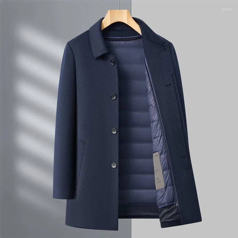 High-Quality Fashionable Men's Jacket Thickened Fleece Business Casual Wool Blend Detachable Stylish All-Match Woolen Coat