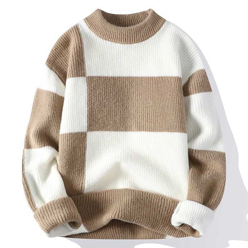 Sweater 2023 New Style Turtleneck Men Pullovers Autumn Winter Soft Lightweight Warm Knitted Jumper Hombre Plaid Sweater M261016
