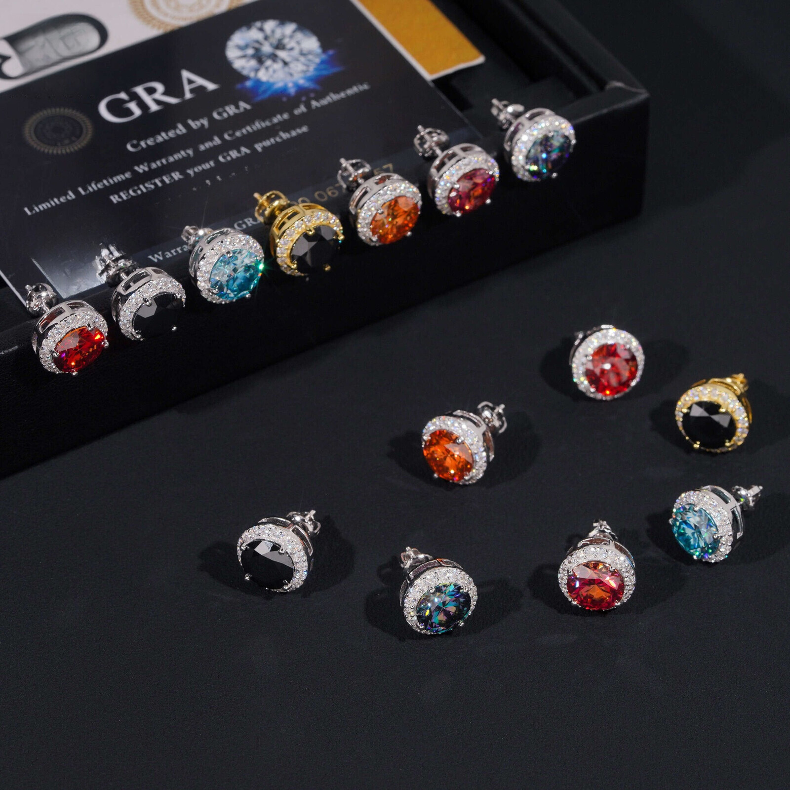 Popular style 3ct four-prong classic bestseller 12mm S925 silver round moissanite hip-hop earrings