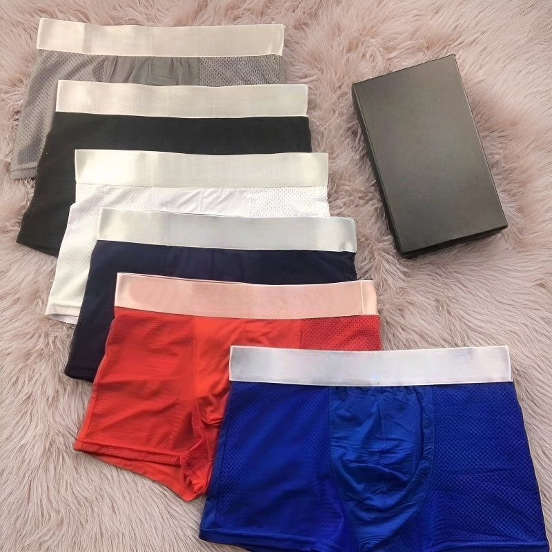 Designer Men's Underwear Modal Ice Silk Breathable Mesh Hollow Underwear Boxers Male Underpants Briefs Sexy Boxer Shorts Size M-XXL