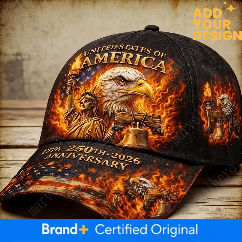 Cross Border POD Custom Made Baseball Cap Th Anniversary United States Featuring White Headed Eagle And The Statue Of Liberty Design With A Brim For