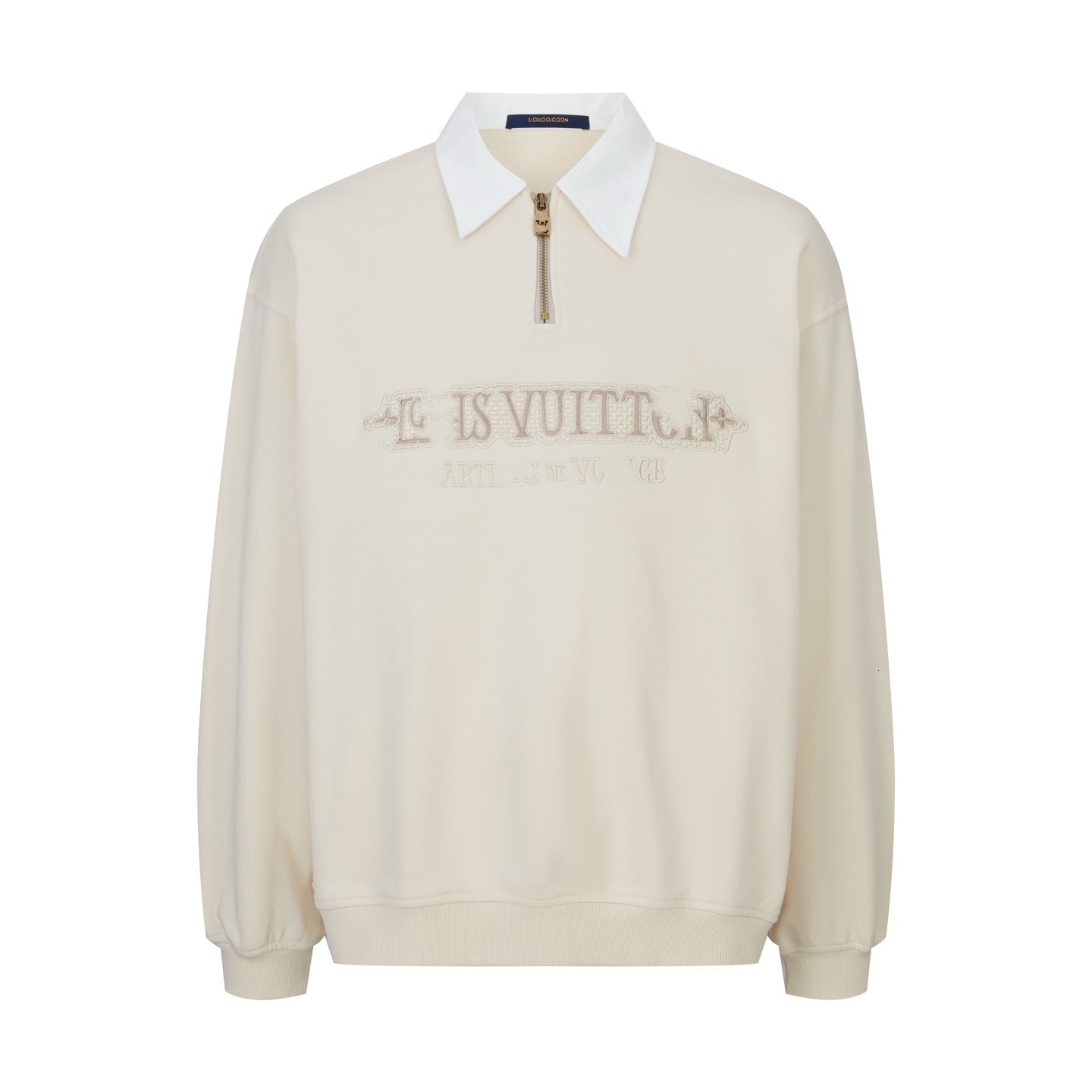 Correct version, high-quality, embroidered zipper polo shirt with versatile designer luxury collar, long sleeves, and a loose fit