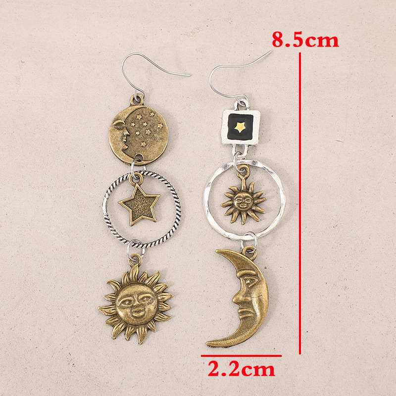 Luxury Brand Designer Jewelry European American Best-Selling Vintage Alloy Sun, Moon, Human Face, Geometric Star For Women, Fashionable And Elegant