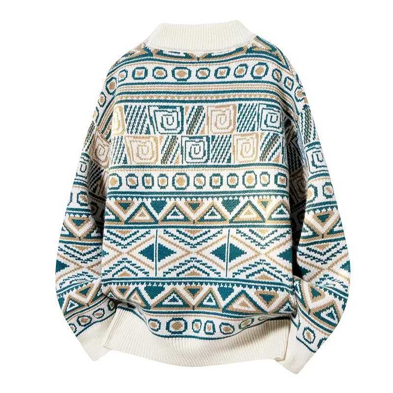 Personzed Neck Pullover Men's Round Ethnic Style Thickened Loose Korean Sweater Knitted Sweater Bottoming Shirt Top M261016
