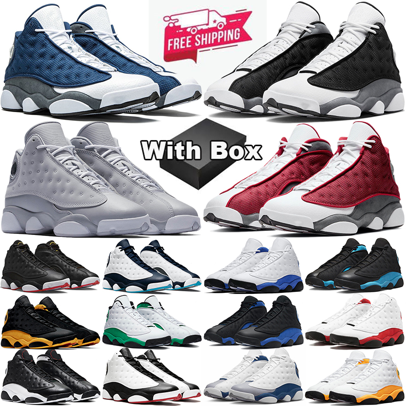 with box free shipping 13 13s basketball shoes designer Black Flint Hyper Royal Wolf Grey White Bred Playoffs women mens trainers outdoor sports sne