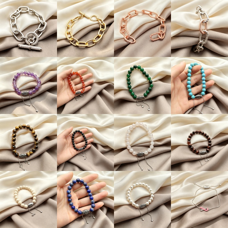 Women's crystal stone beaded bracelet, adjustable elastic bead bracelet, gold silver rose gold chunky chain bracelet, Bohemian style layered wr