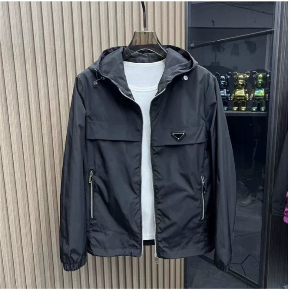 Pradlys Men Hoodie Classic Casual Brand Jacket Double Woven Material Oversized Jackets Arm Pocket Decoration Asian Size Inverted Triangle Spring Pad