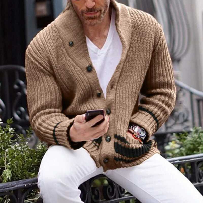 Men KIDWHXR 2026 Sweater Autumn Fashion Stand Collar Single-breasted Man Cardigan Slim Knitted Long Slve Male Casual Top Coat M261016
